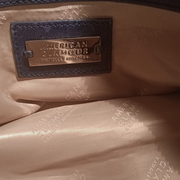 Badgley Mischka American Glamour Stylish Blue Handbag with Chain Detail Leather - Picture 11 of 11